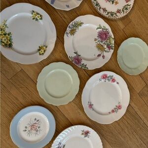 Vintage Floral bone china salad/dessert plates.  9 total